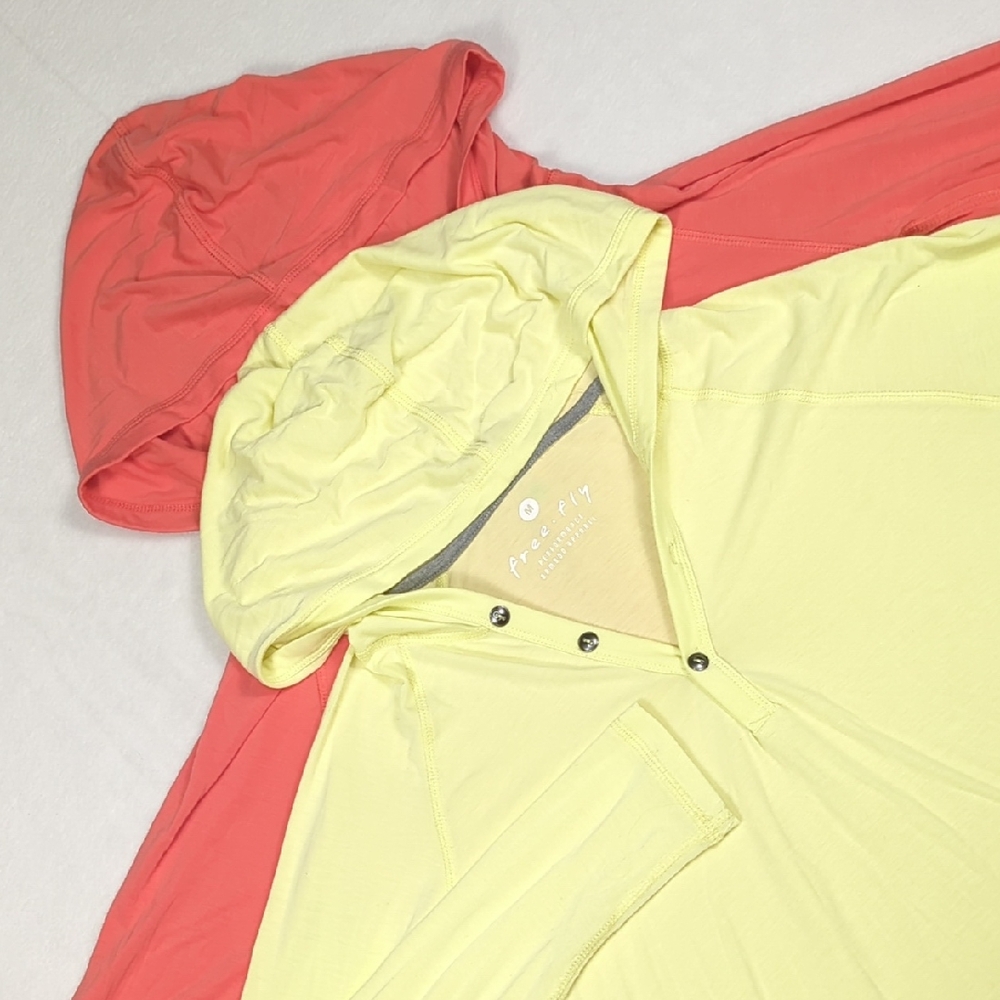 Set Of 2 Free Fly Hooded Long Sleeve Henley Shirt‎ Women's Size Medium